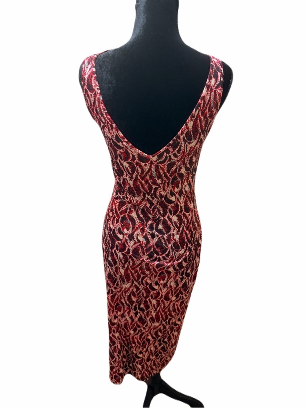 Diane von Furstenberg 100% Silk Ruched Midi Dress size 6 Sleeveless body-con - Picture 6 of 10